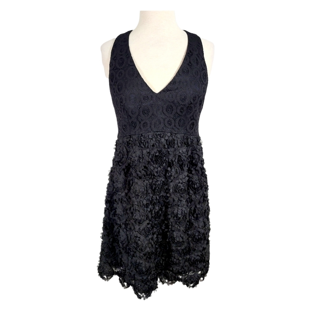 Nanette Lepore Black Lace & Rosette Dress